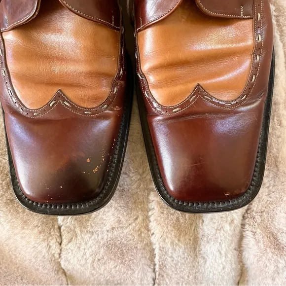 Paolo De Marco Handmade in Spain Square Toed Two-Toned Brown Derby Shoes