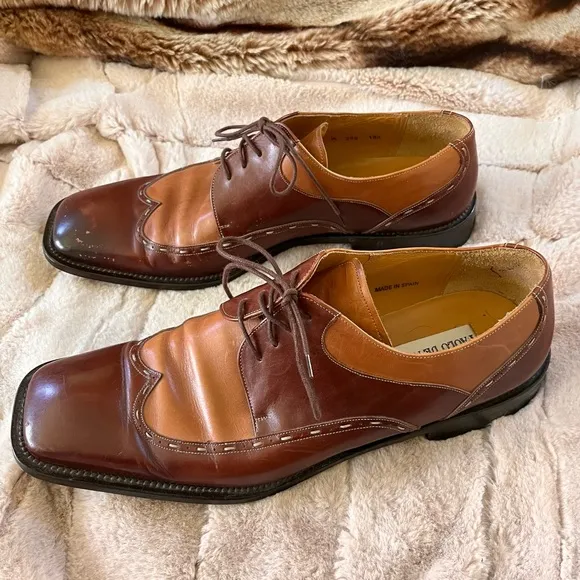 Paolo De Marco Handmade in Spain Square Toed Two-Toned Brown Derby Shoes