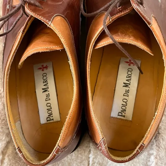 Paolo De Marco Handmade in Spain Square Toed Two-Toned Brown Derby Shoes