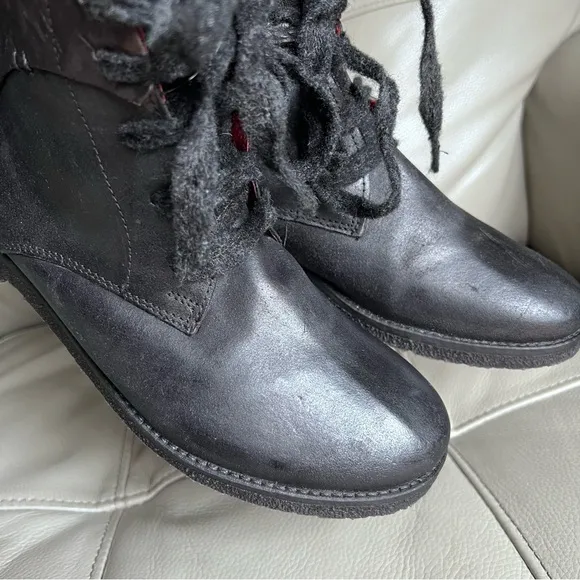 Papucei Handmade Italian Leather Ankle Boots Sz 40 US 9 Red Lining Moto Grunge