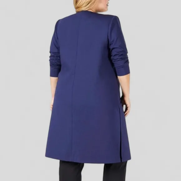 PARI PASSU Minimalist Wool Navy Lightweight Coat Trench Blazer Hourglass 16