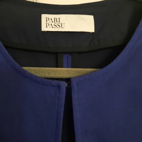 PARI PASSU Minimalist Wool Navy Lightweight Coat Trench Blazer Hourglass 16
