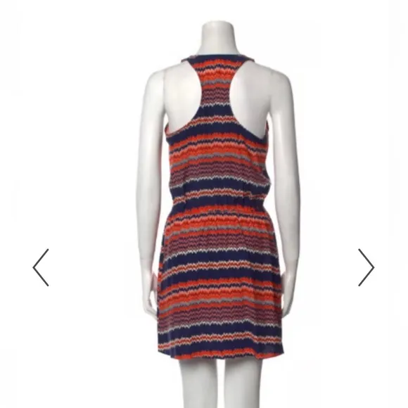 Parker 100% Silk Tribal Aztec Chevron Stripe Mini Dress