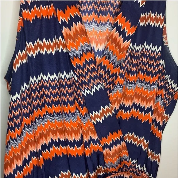 Parker 100% Silk Tribal Aztec Chevron Stripe Mini Dress