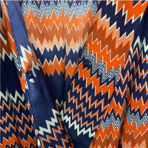 Parker 100% Silk Tribal Aztec Chevron Stripe Mini Dress
