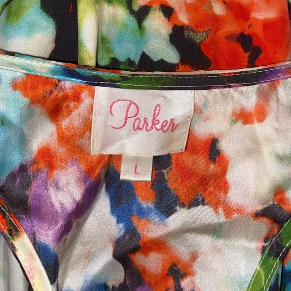 Parker 100% Silk Watercolor Floral Racerback Mini Dress
