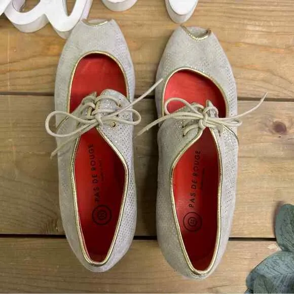 Pas De Rouge Italian Leather Peep Toe Wedges size 36 US 5.5. / 6