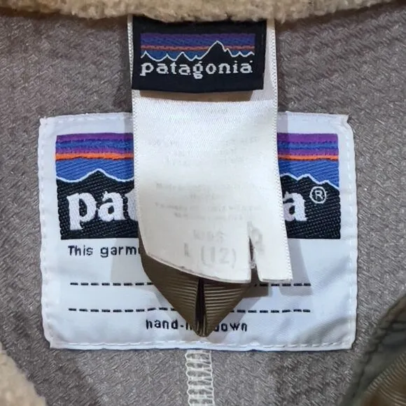 Patagonia Worn Wear Kids' Classic Retro-X Jacket Synchilla Tan Green Large (12)