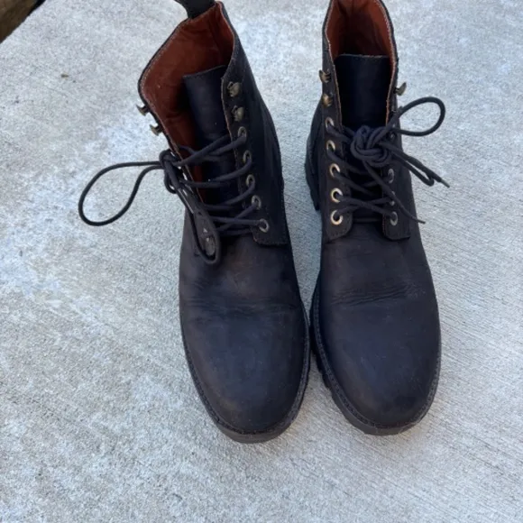 Patina London Portland Leather Men's Black Sueded Leather Combat Boots S…