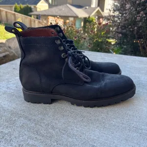 Patina London Portland Leather Men's Black Sueded Leather Combat Boots S…