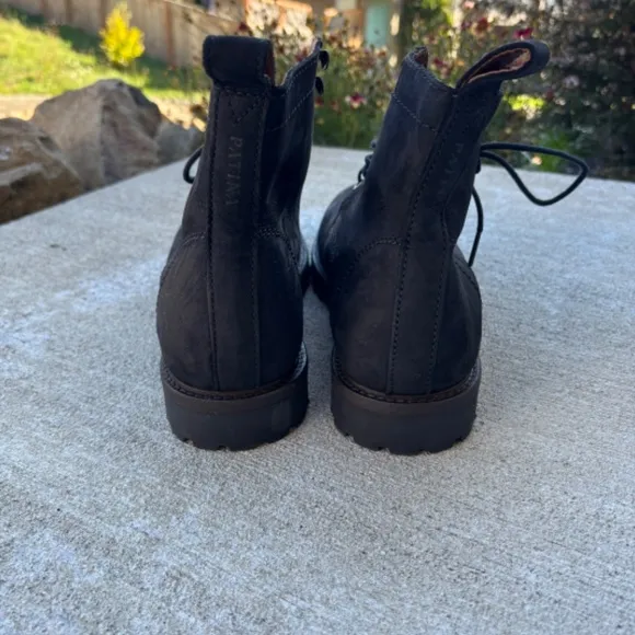 Patina London Portland Leather Men's Black Sueded Leather Combat Boots S…