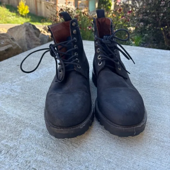 Patina London Portland Leather Men's Black Sueded Leather Combat Boots S…