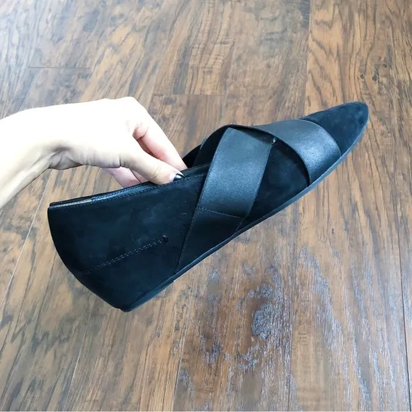 Paul Green • Daniella black suede wedges pumps heels pointed toe elastic strap