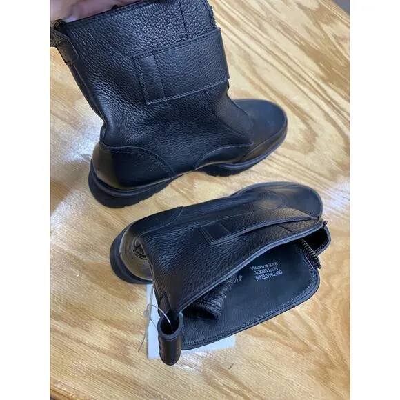 Paul Green Palani Zip Combat Boots Women's 7 Black Leather Ankle Round Toe