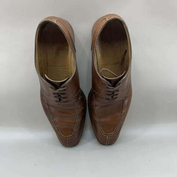 Paul Stuart Oxford Shoes Men Size 10.5 A Brown Leather Lace-Up Low Top Split Toe
