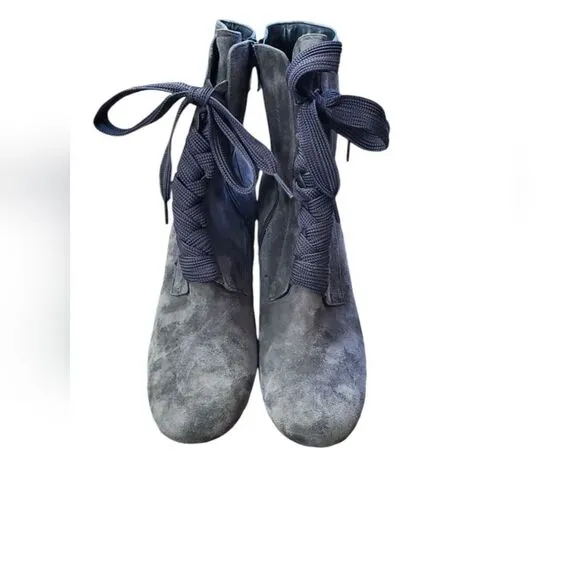 Paul Green Gray Suede Lace Up Boots