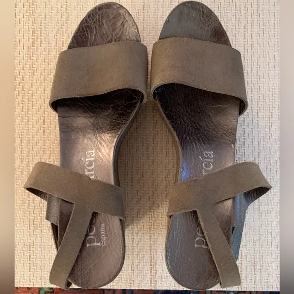 Pedro Garcia Platform Wedges. 100% suede. Taupe/green/brown color. EUC.