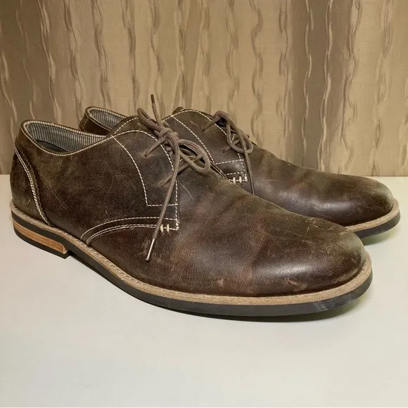 Penguin Munsingwear Waylon Men's 13 Oxford Derby Shoes Brown Oiled Leather Block