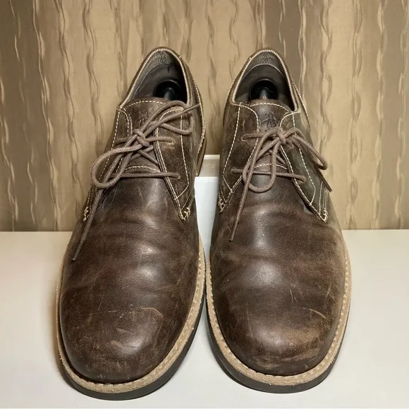 Penguin Munsingwear Waylon Men's 13 Oxford Derby Shoes Brown Oiled Leather Block