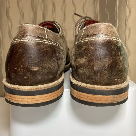 Penguin Munsingwear Waylon Men's 13 Oxford Derby Shoes Brown Oiled Leather Block