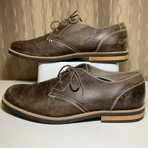 Penguin Munsingwear Waylon Men's 13 Oxford Derby Shoes Brown Oiled Leather Block