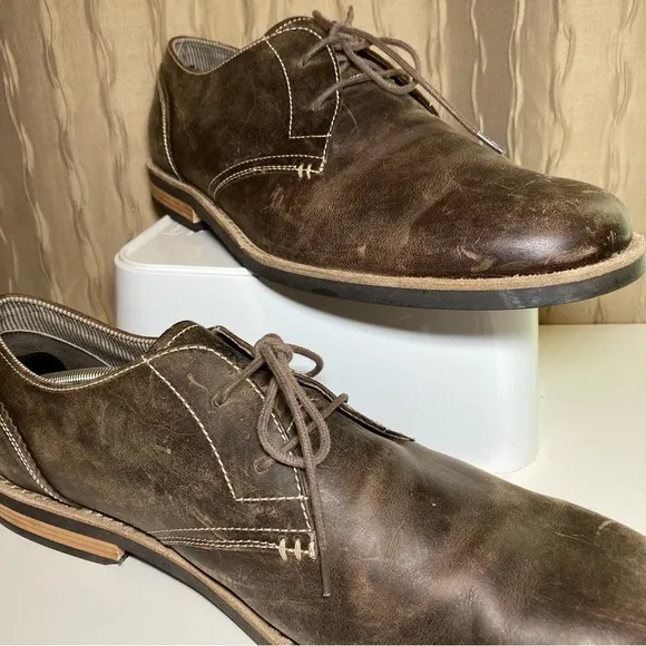 Penguin Munsingwear Waylon Men's 13 Oxford Derby Shoes Brown Oiled Leather Block