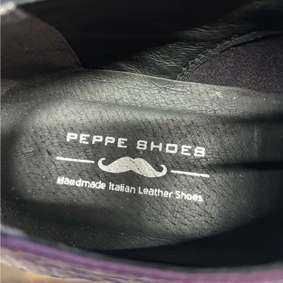 Peppe Modello Vitalie Purple Handmade cow hide oxford lace up Size 10