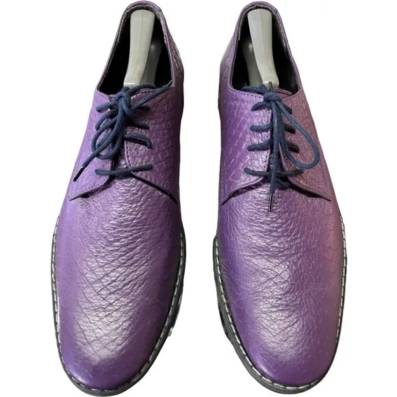 Peppe Modello Vitalie Purple Handmade cow hide oxford lace up Size 10