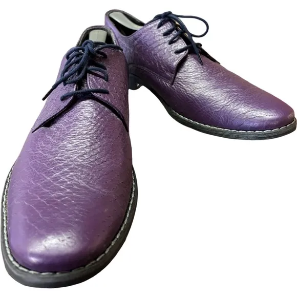 Peppe Modello Vitalie Purple Handmade cow hide oxford lace up Size 10