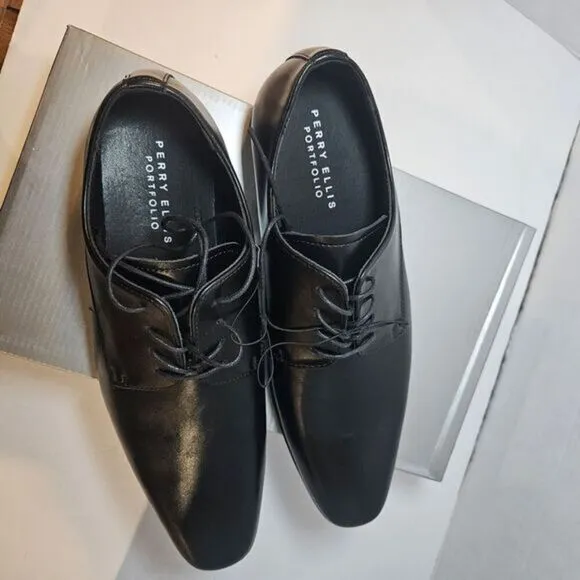 Perry Ellis Men’s Leather Oxford Lace-Up Dress or Casual Shoe Black / Size‎ 9