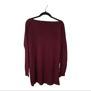 PERUVIAN CONNECTION Burgundy Boat Neck Long Line Sweater Large