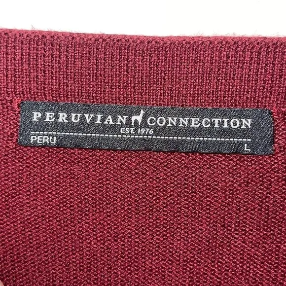 PERUVIAN CONNECTION Burgundy Boat Neck Long Line Sweater Large
