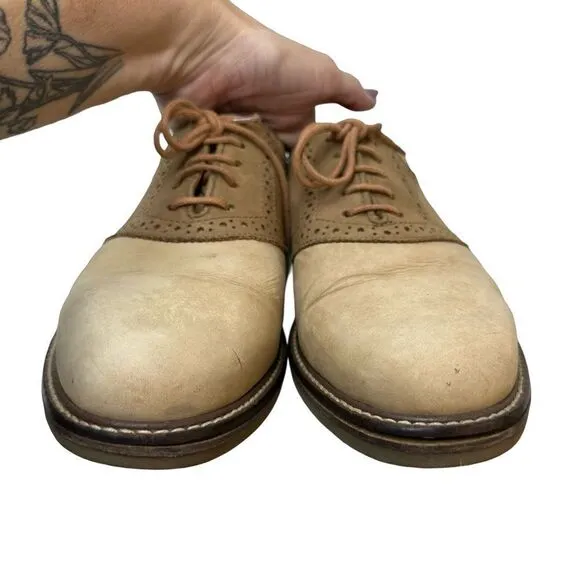 Peter Huber Tan Classic Two Tone Leather Oxford Size 9