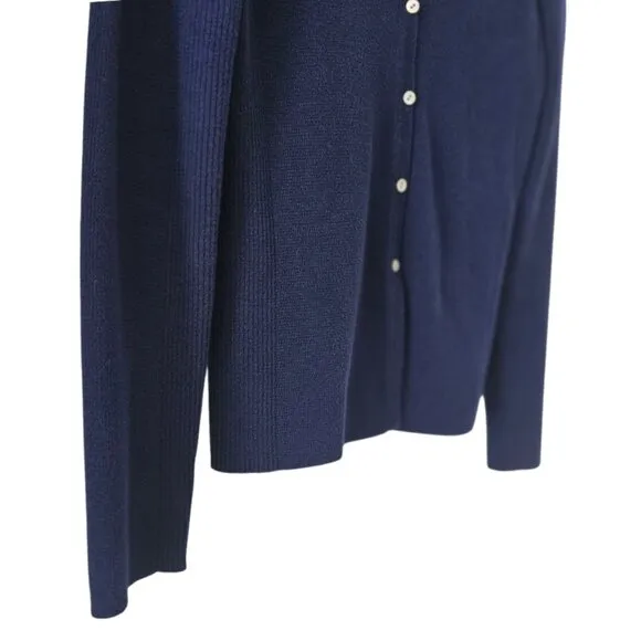 Petite Sophisticate Knit &amp; Ribbed Cardigan &amp; Top Set | EUC | XSP | Dark Blue