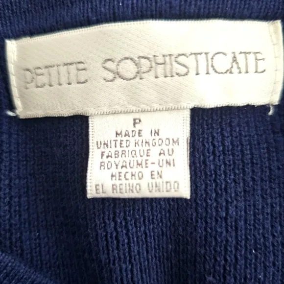 Petite Sophisticate Knit &amp; Ribbed Cardigan &amp; Top Set | EUC | XSP | Dark Blue