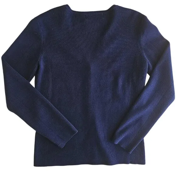 Petite Sophisticate Knit &amp; Ribbed Cardigan &amp; Top Set | EUC | XSP | Dark Blue
