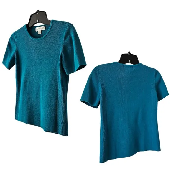 Petite Sophisticate Knit &amp; Ribbed Cardigan &amp; Top Set | EUC | XSP | Peacock Blue