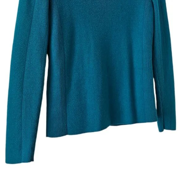 Petite Sophisticate Knit &amp; Ribbed Cardigan &amp; Top Set | EUC | XSP | Peacock Blue