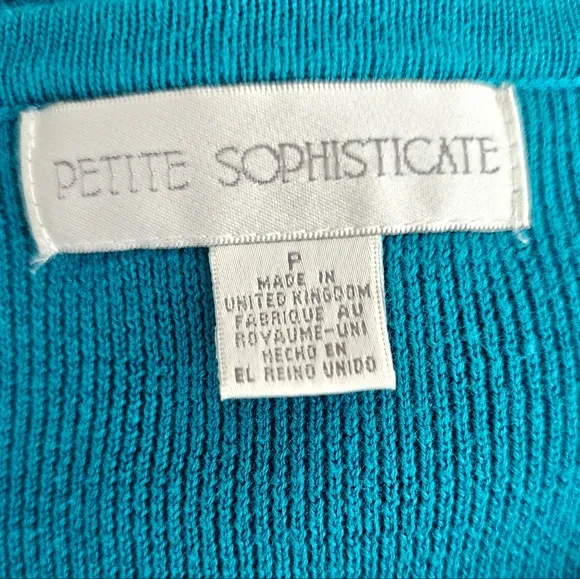 Petite Sophisticate Knit &amp; Ribbed Cardigan &amp; Top Set | EUC | XSP | Peacock Blue