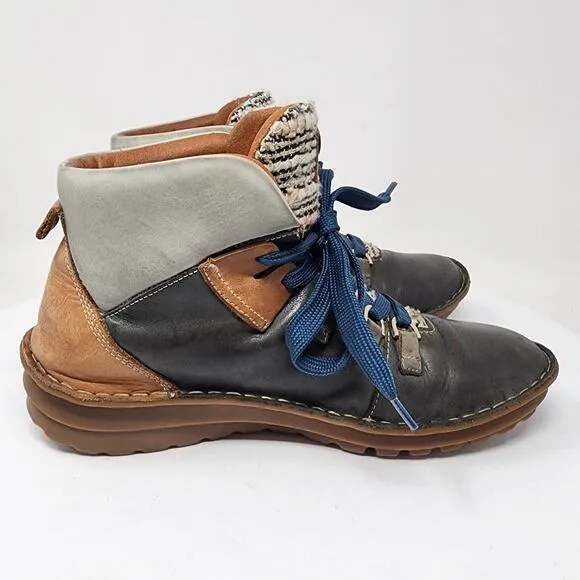 Pikolinos Cazorla Ankle Boots Women EU39/US8.5 Green Tan Grey Leather Lace-up