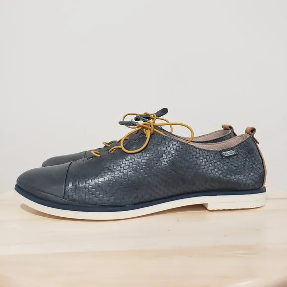 Pikolinos Oxford Shoes Women's Size 41 Navy Blue Lace up Classic Casual Academia