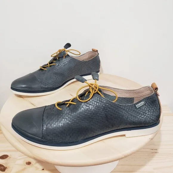 Pikolinos Oxford Shoes Women's Size 41 Navy Blue Lace up Classic Casual Academia