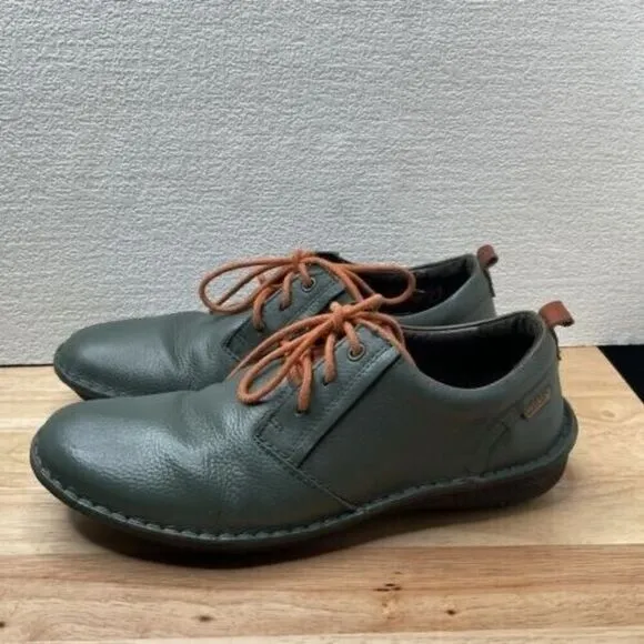 Pikolinos Santiago Men's Olive Leather Lac Up Derby Oxford Shoes Size 41/8