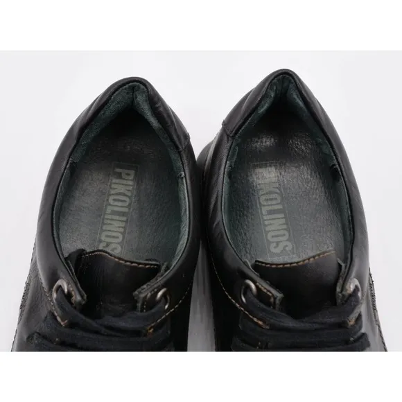 Pikolinos Shoes Mens 8 Black Leather Casual Oxford Moc Toe 3 Eye Lace Up Derby