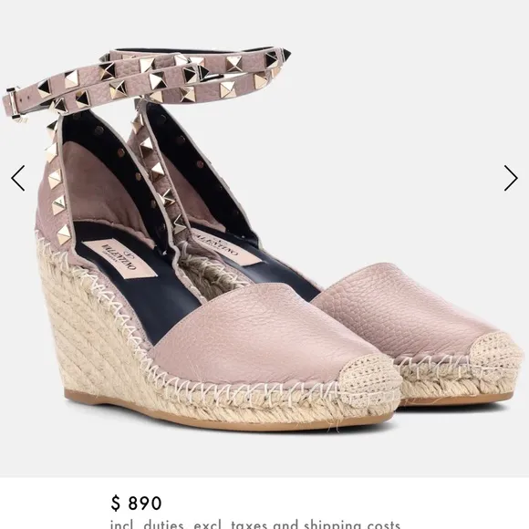 Pink and White Espadrille Wedges with Ankle Strap