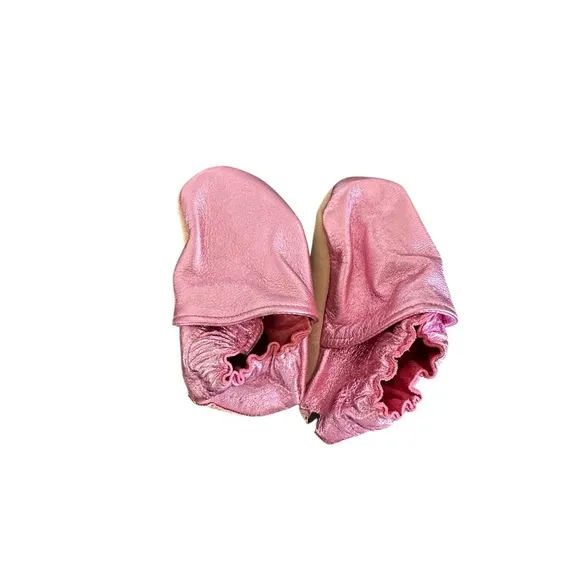 Pink Leather Baby Moccasins