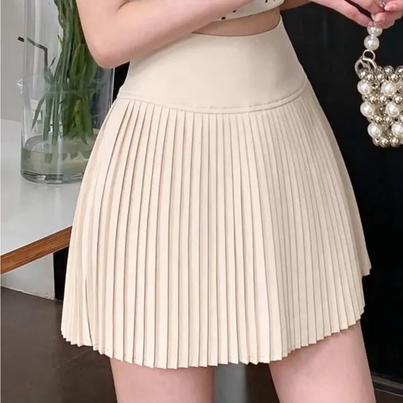 Pleated mini skirt with hidden built in shorts mini skort