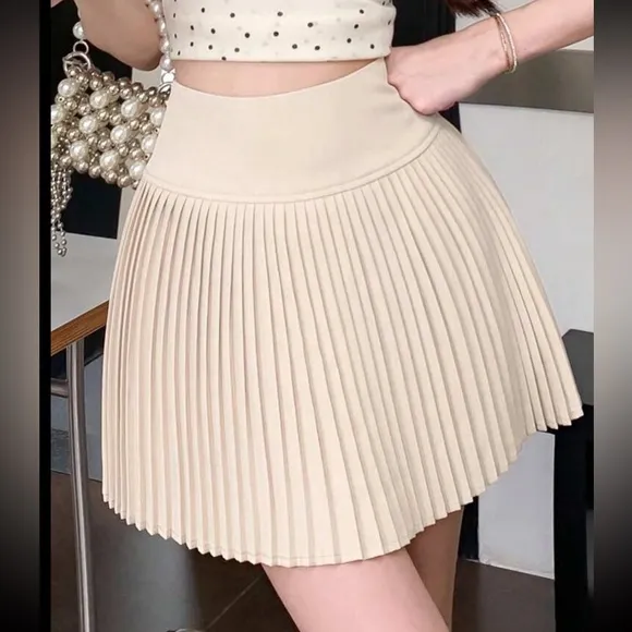Pleated mini skirt with hidden built in shorts mini skort