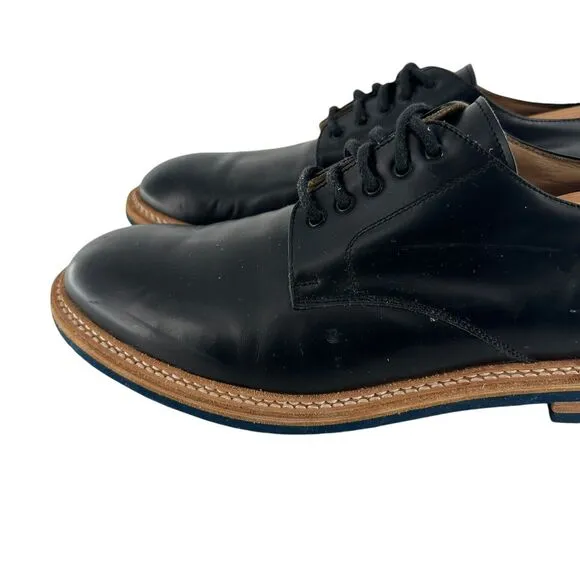 Plectrum by Ben Sherman Shoes Mens 44 Black Leather Derby Oxford Italy