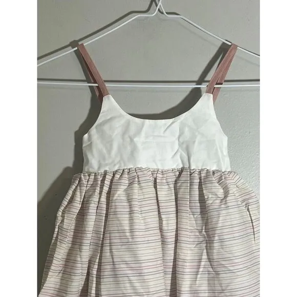 Pleiades Girl Dress Size 2T Tan Stripe White Tank Hi Low Summer Windsong Striped